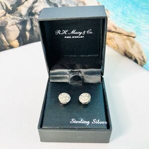 R.H. Macy & Co. Bridge Diamond 1/10 CTW Sterling Silver Stud Earrings NWT